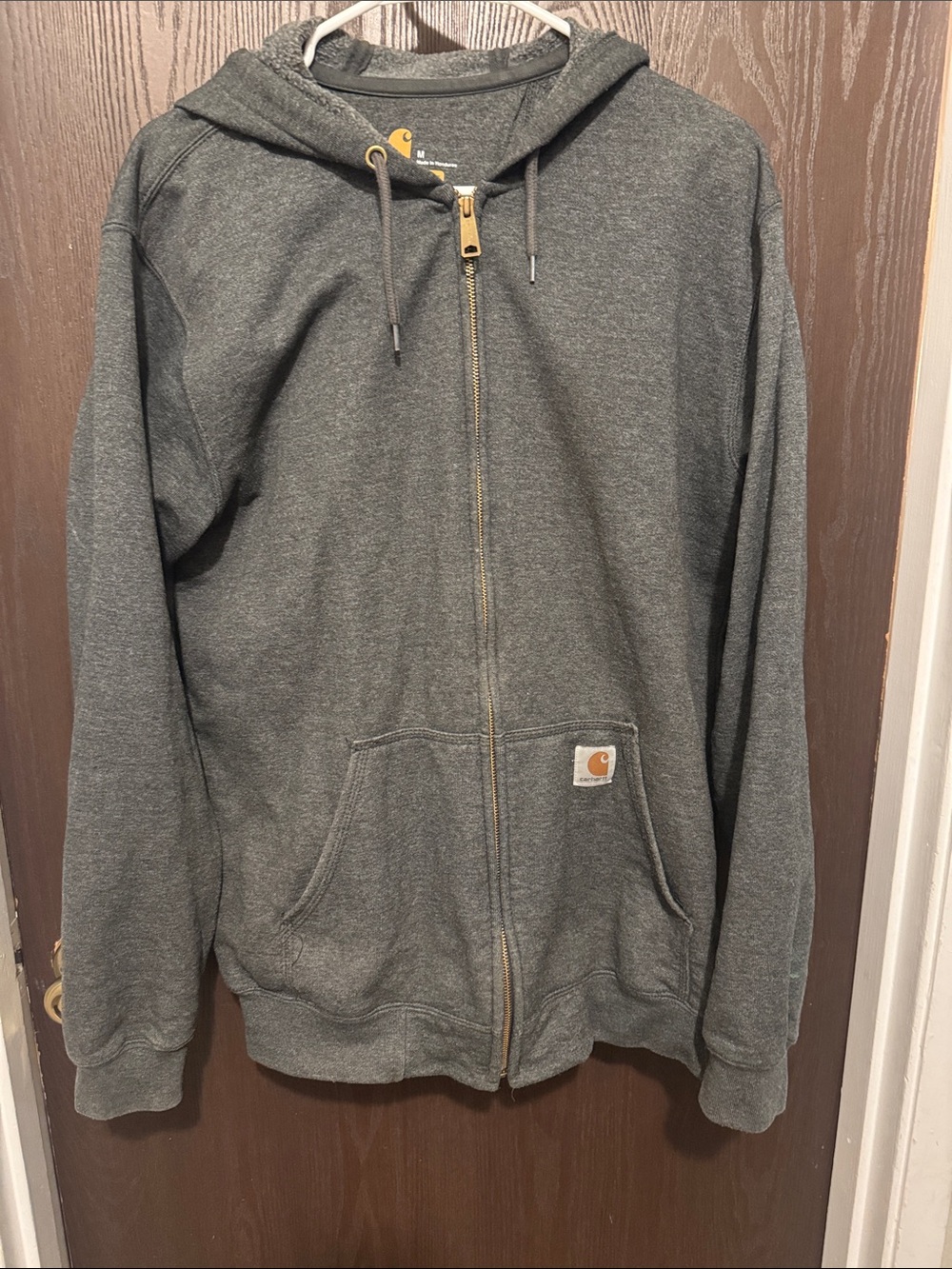 Carhartt Charcoal Gray Full-Zip Hooded Sweatshirt Hoodie Medium Original Fit EUC